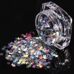 Decor pentru unghii NADP046II Paiete cu stelute PS015 Argintii cu Reflexii 3mm